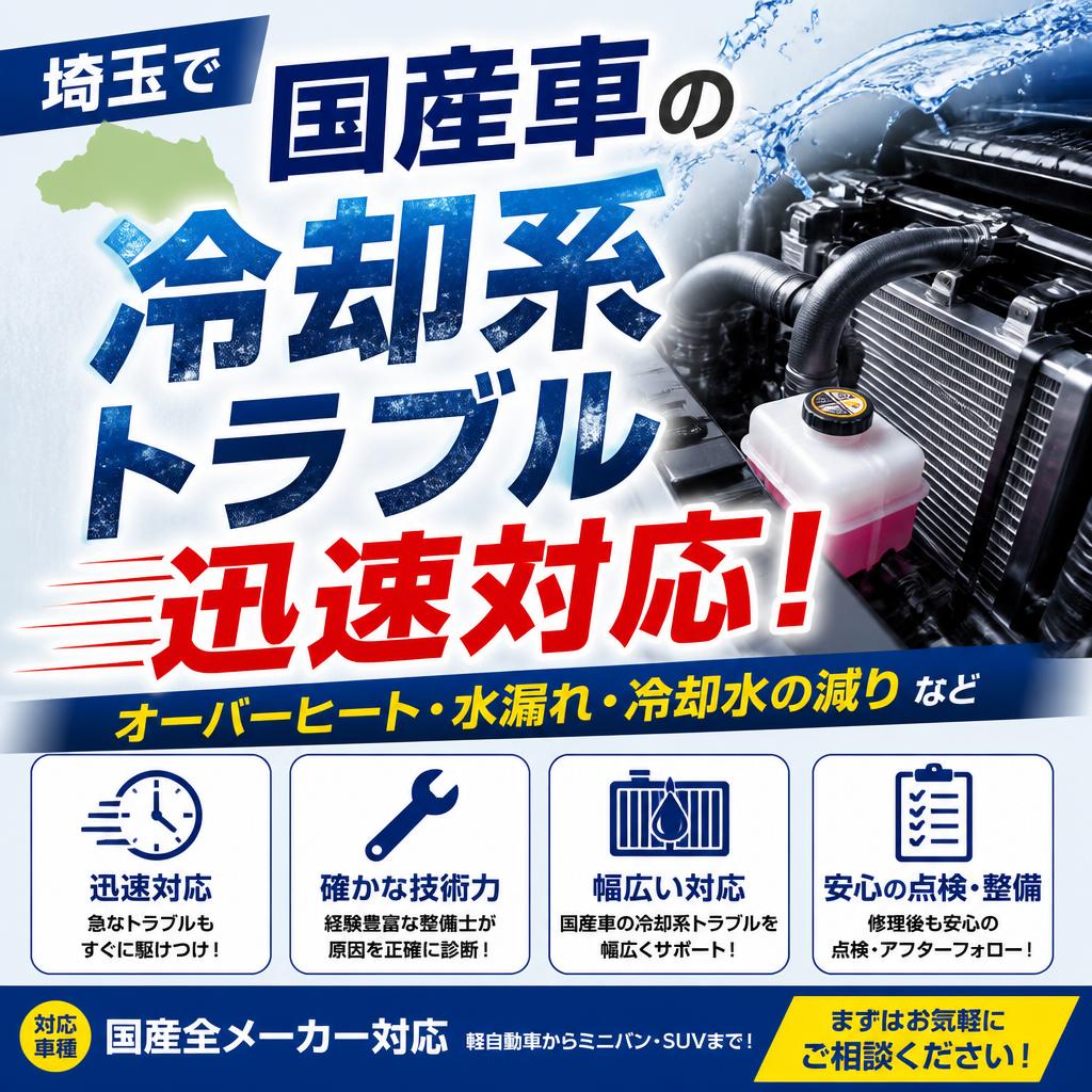 埼玉で国産車の冷却系トラブル、迅速対応！