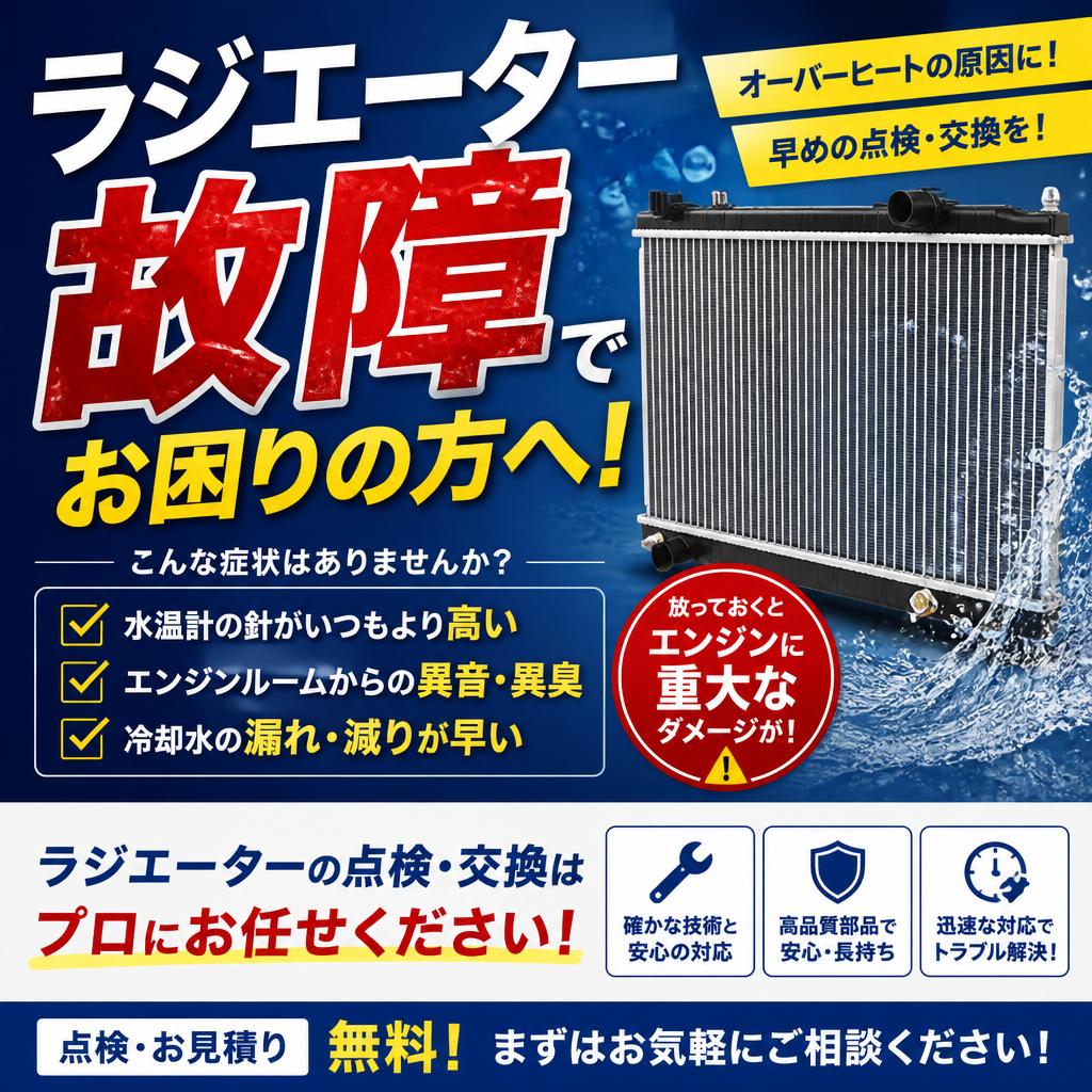 ラジエーター故障でお困りの方へ！