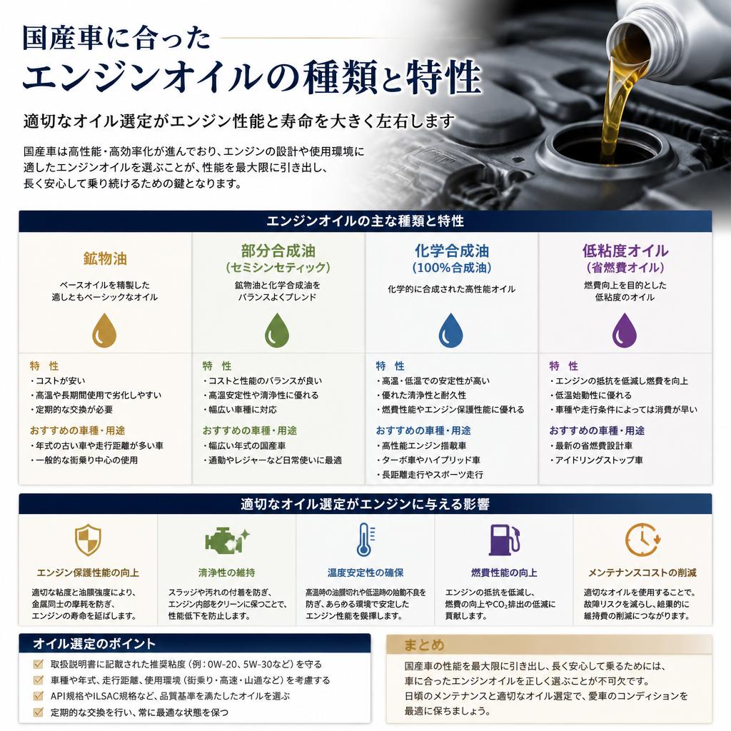 国産車に最適なオイルの選定