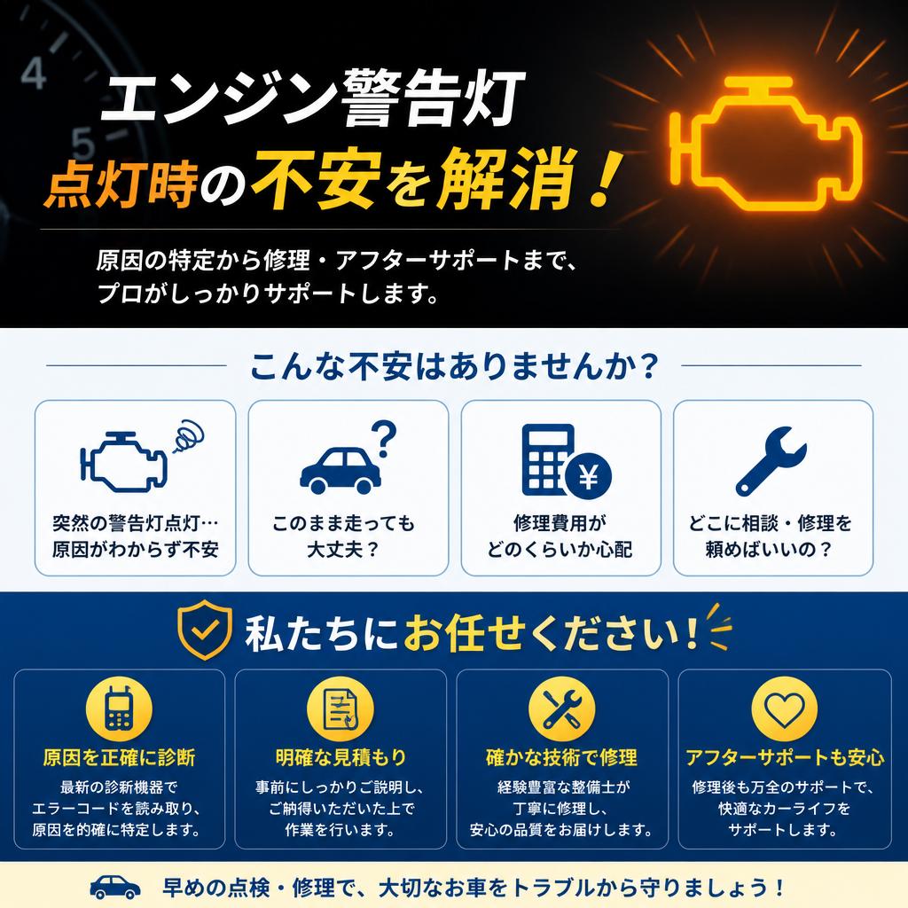 エンジン警告灯点灯時の不安を解消！