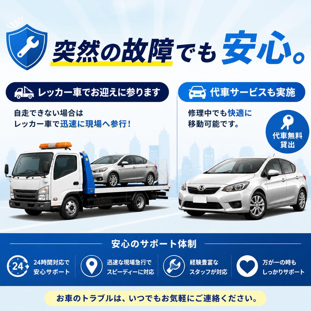 レッカー対応と代車サービス