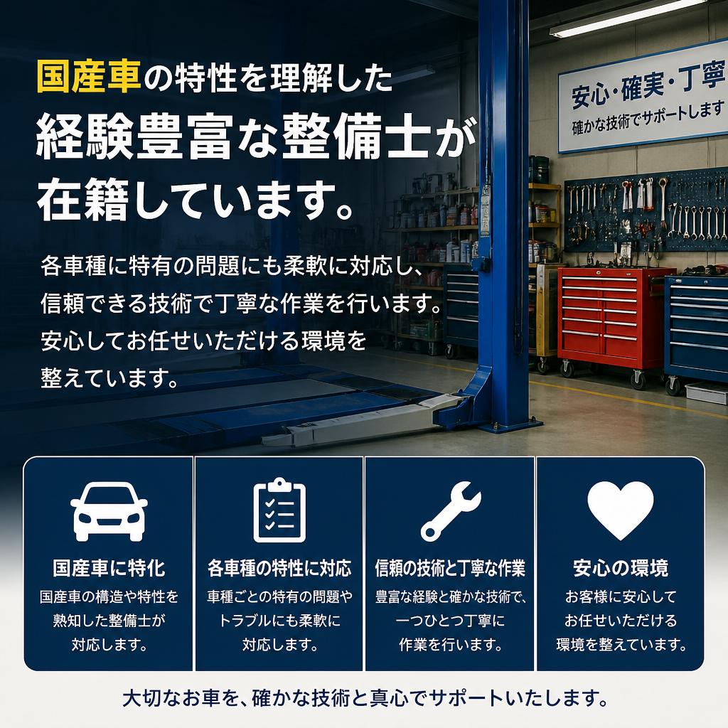 国産車に特化した専門技術